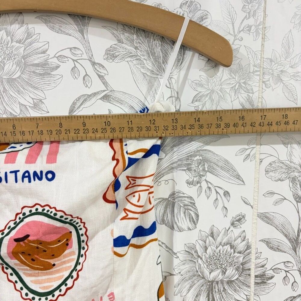 Paper Heart Dress Women XS Maxi Strapless Linen Blend Italy Capri Aperol Print - Picture 10 of 10